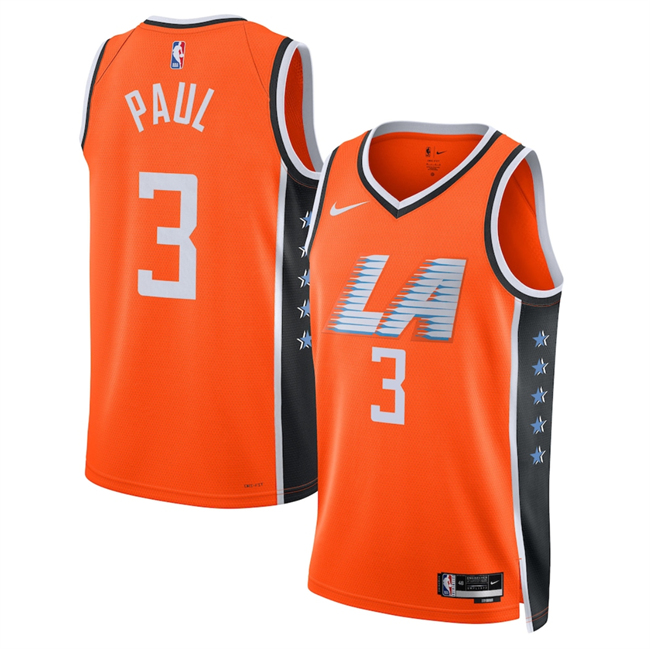 Men's Los Angeles Clippers #3 Chris Paul Orange 2025/26 City Edition Stitched Jersey